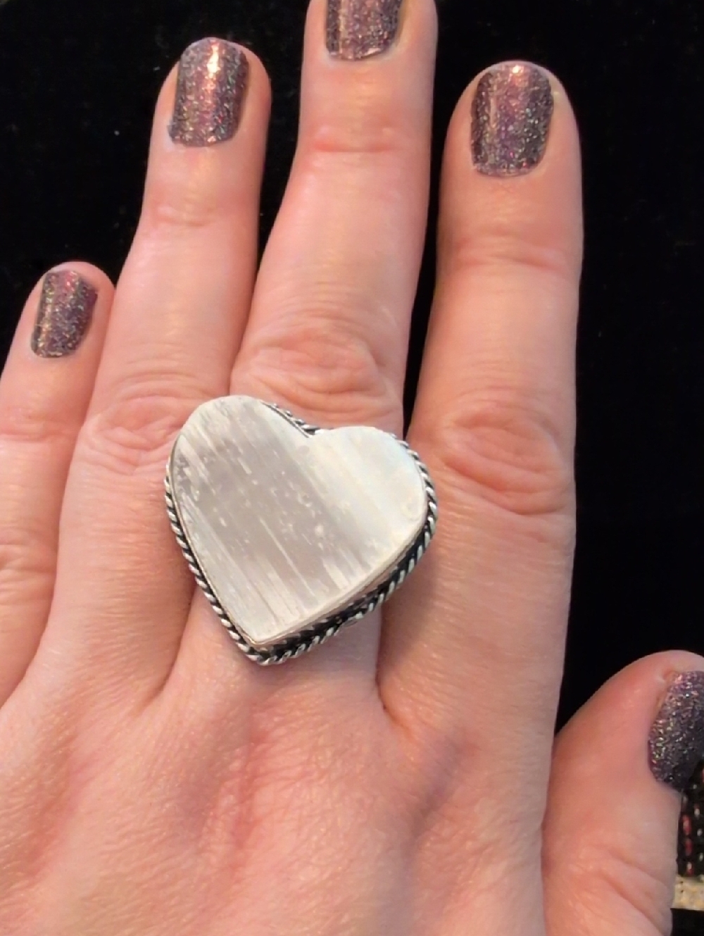 Heart Shaped Selenite Ring